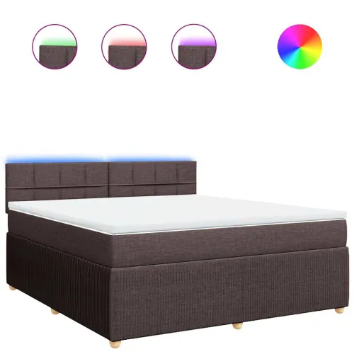 Boxspring - Krevet s oprugama i madracem tamnosmeđi 180x200 cm tkanina - Tamno smeđa 180 x 200 cm Blok s kvadratima Tamno smeđa Cijena