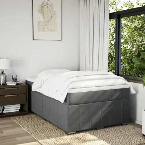 Boxspring - Krevet s oprugama i madracem tamnosivi 120 x 200 cm od tkanine - Tamno siva 120 x 200 cm Cijena