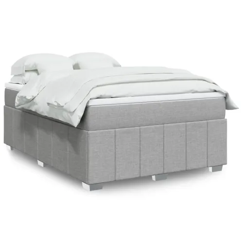 Boxspring - Krevet s oprugama i madracem svjetlosivi 140x190 cm od tkanine - Svjetlosiva 140 x 190 cm Cijena