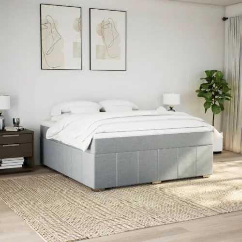 Boxspring - Krevet s oprugama i madracem svjetlosivi 180x200 cm od tkanine - Svjetlosiva 180 x 200 cm Cijena