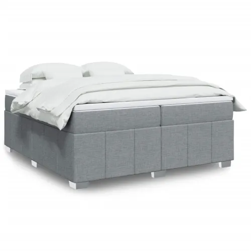 Boxspring - Krevet s oprugama i madracem svjetlosivi 200 x 200cm od tkanine - Svjetlosiva 200 x 200 cm Cijena