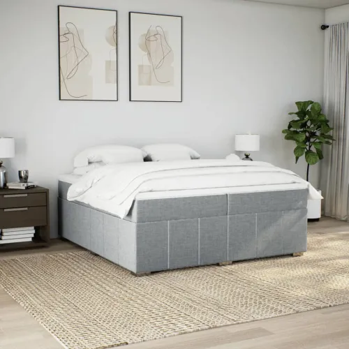 Boxspring - Krevet s oprugama i madracem svjetlosivi 200 x 200cm od tkanine - Svjetlosiva 200 x 200 cm Cijena