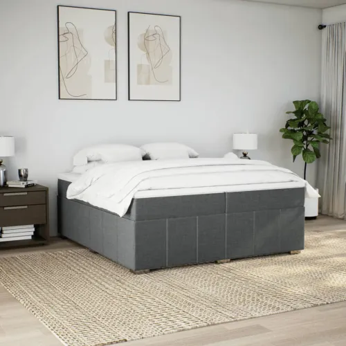 Boxspring - Krevet s oprugama i madracem smeđesivi 200x200 cm od tkanine - Sivo-smeđa 200 x 200 cm Cijena
