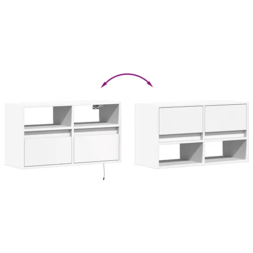 Zidni TV ormarić s LED svjetlima bijeli 80 x 31 x 45 cm - Bijela 1 80 cm Cijena