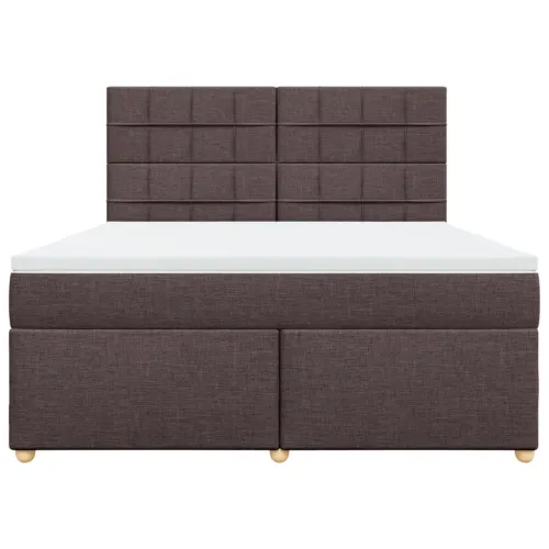 Boxspring - Krevet s oprugama i madracem tamnosmeđi 180x200 cm tkanina - Tamno smeđa 180 x 200 cm Blok s kvadratima Tamno smeđa Cijena