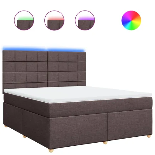 Boxspring - Krevet s oprugama i madracem tamnosmeđi 180x200 cm tkanina - Tamno smeđa 180 x 200 cm Blok s kvadratima Tamno smeđa Cijena