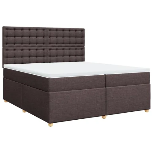 Boxspring - Krevet s oprugama i madracem tamnosmeđi 200x200 cm od tkanine - Tamno smeđa 200 x 200 cm gumbi Tamno smeđa Cijena