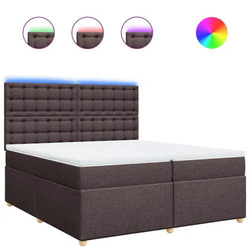 Boxspring - Krevet s oprugama i madracem tamnosmeđi 200x200 cm od tkanine - Tamno smeđa 200 x 200 cm gumbi Tamno smeđa Cijena
