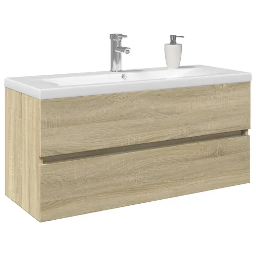 2-dijelni set kupaonskog namještaja od keramike i drva - sonoma hrast 100 x 38.5 x 45 cm bez slavine 1 Cijena