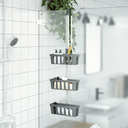 Polica za vješanje za tuš 30 x 15 x (67 - 105) cm aluminijska Cijena