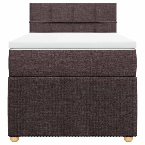 Boxspring - Krevet s oprugama i madracem tamnosmeđi 90 x 190 cm od tkanine - Tamno smeđa 90 x 190 cm Blok s kvadratima Tamno sme Cijena