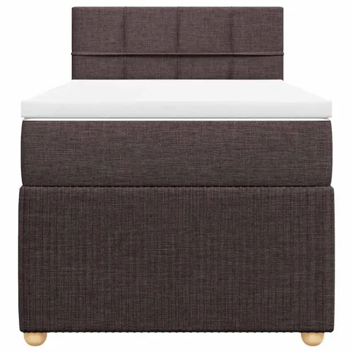 Boxspring - Krevet s oprugama i madracem tamnosmeđi 90 x 190 cm od tkanine - Tamno smeđa 90 x 190 cm Blok s kvadratima Tamno sme Cijena