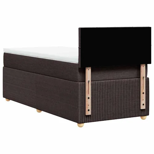Boxspring - Krevet s oprugama i madracem tamnosmeđi 90 x 190 cm od tkanine - Tamno smeđa 90 x 190 cm Blok s kvadratima Tamno sme Cijena