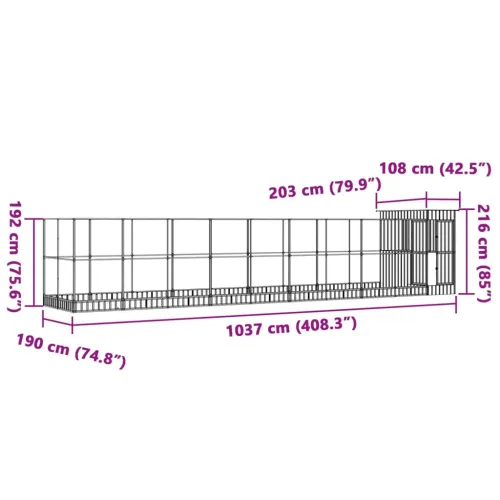 Kavez za ptice s produžetkom srebrni 1037x203x216 cm čelični - 1037 x 203 x 216 cm Cijena