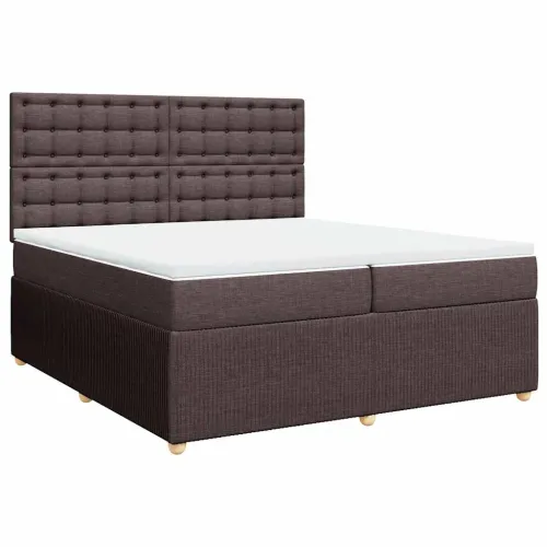 Boxspring - Krevet s oprugama i madracem tamnosmeđi 200x200 cm od tkanine - Tamno smeđa 200 x 200 cm gumbi Tamno smeđa Cijena