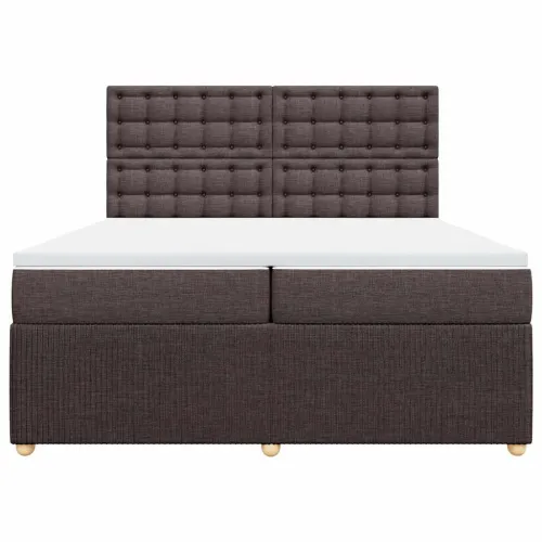 Boxspring - Krevet s oprugama i madracem tamnosmeđi 200x200 cm od tkanine - Tamno smeđa 200 x 200 cm gumbi Tamno smeđa Cijena
