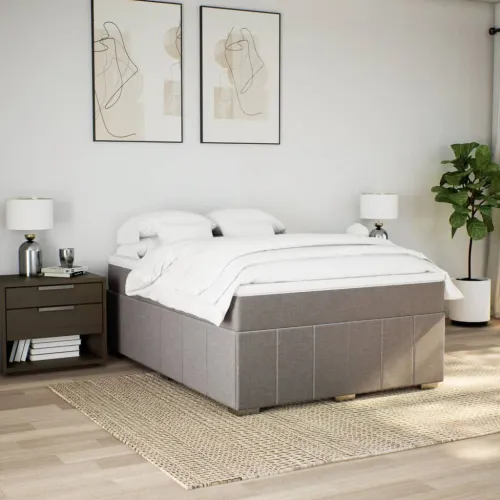 Boxspring - Krevet s oprugama i madracem smeđesivi 140 x 190 cm od tkanine - Sivo-smeđa 140 x 190 cm Cijena