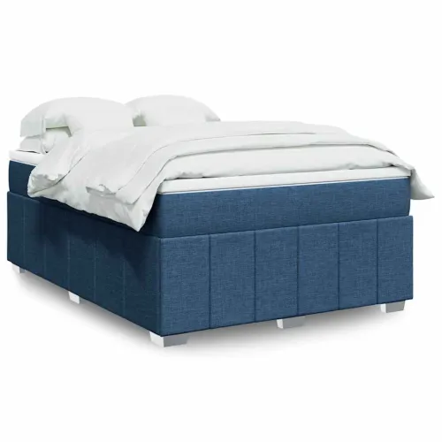Boxspring - Krevet s oprugama i madracem plavi 140 x 190 cm od tkanine - Plava 140 x 190 cm Cijena