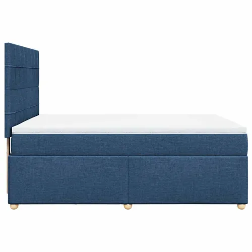 Boxspring - Krevet s oprugama i madracem plavi 140 x 190 cm od tkanine - Plava 140 x 190 cm Blok s kvadratima Plava Cijena