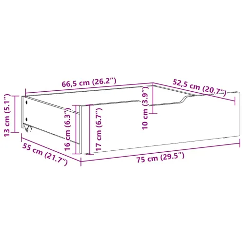 Ladice ispod kreveta 2 kom bijele 75x55x17 cm od borovine - Bijela 75 x 55 x 16 cm Cijena
