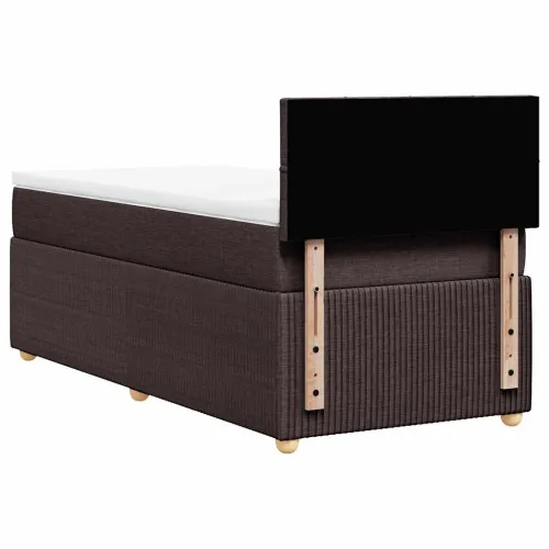 Boxspring - Krevet s oprugama i madracem tamnosmeđi 90 x 200 cm od tkanine - Tamno smeđa 90 x 200 cm Blok s kvadratima Tamno sme Cijena