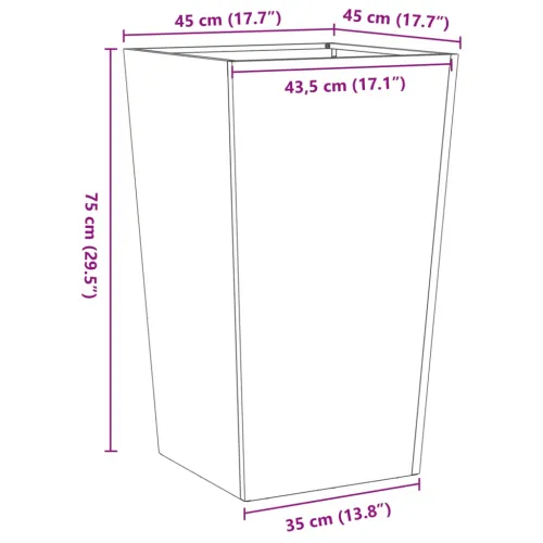 Vrtna sadilica antracit 45x45x75 cm čelična - Čelik/antracit 45 x 45 x 75 cm 1 Cijena