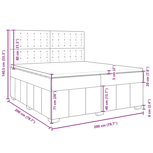 Boxspring - Krevet s oprugama i madracem tamnosmeđi 200x200 cm od tkanine - Tamno smeđa 200 x 200 cm gumbi Tamno smeđa Cijena