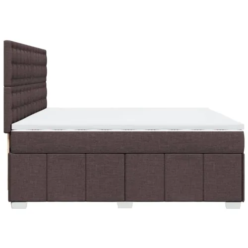 Boxspring - Krevet s oprugama i madracem tamnosmeđi 200x200 cm od tkanine - Tamno smeđa 200 x 200 cm gumbi Tamno smeđa Cijena