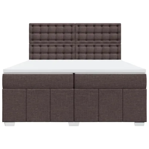Boxspring - Krevet s oprugama i madracem tamnosmeđi 200x200 cm od tkanine - Tamno smeđa 200 x 200 cm gumbi Tamno smeđa Cijena