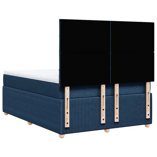 Boxspring - Krevet s oprugama i madracem plavi 140 x 190 cm od tkanine - Plava 140 x 190 cm Blok s kvadratima Plava Cijena