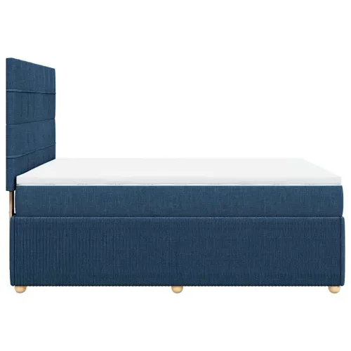 Boxspring - Krevet s oprugama i madracem plavi 140 x 190 cm od tkanine - Plava 140 x 190 cm Blok s kvadratima Plava Cijena