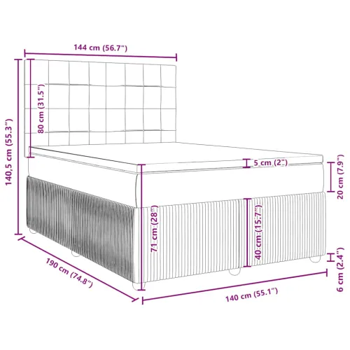 Boxspring - Krevet s oprugama i madracem plavi 140 x 190 cm od tkanine - Plava 140 x 190 cm Blok s kvadratima Plava Cijena