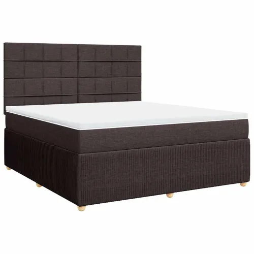 Boxspring - Krevet s oprugama i madracem tamnosmeđi 180x200 cm tkanina - Tamno smeđa 180 x 200 cm Blok s kvadratima Tamno smeđa Cijena