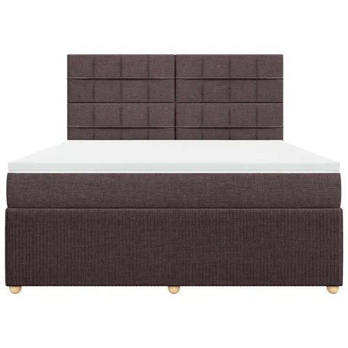 Boxspring - Krevet s oprugama i madracem tamnosmeđi 180x200 cm tkanina - Tamno smeđa 180 x 200 cm Blok s kvadratima Tamno smeđa Cijena