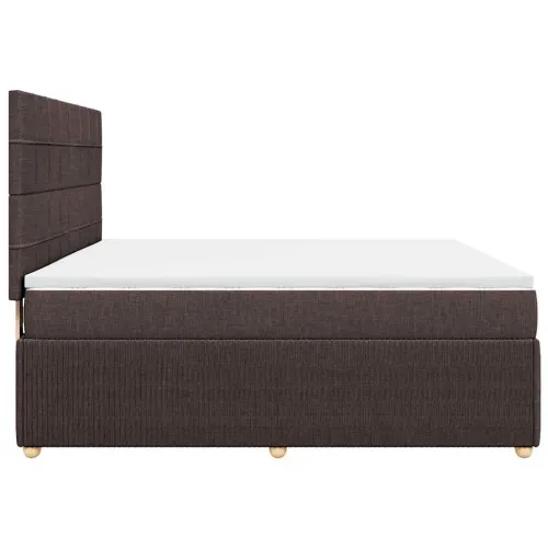 Boxspring - Krevet s oprugama i madracem tamnosmeđi 180x200 cm tkanina - Tamno smeđa 180 x 200 cm Blok s kvadratima Tamno smeđa Cijena