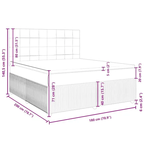 Boxspring - Krevet s oprugama i madracem tamnosmeđi 180x200 cm tkanina - Tamno smeđa 180 x 200 cm Blok s kvadratima Tamno smeđa Cijena