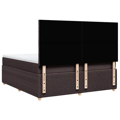 Boxspring - Krevet s oprugama i madracem tamnosmeđi 180x200 cm tkanina - Tamno smeđa 180 x 200 cm Blok s kvadratima Tamno smeđa Cijena