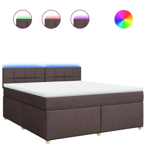 Boxspring - Krevet s oprugama i madracem tamnosmeđi 180x200 cm tkanina - Tamno smeđa 180 x 200 cm Blok s kvadratima Tamno smeđa Cijena