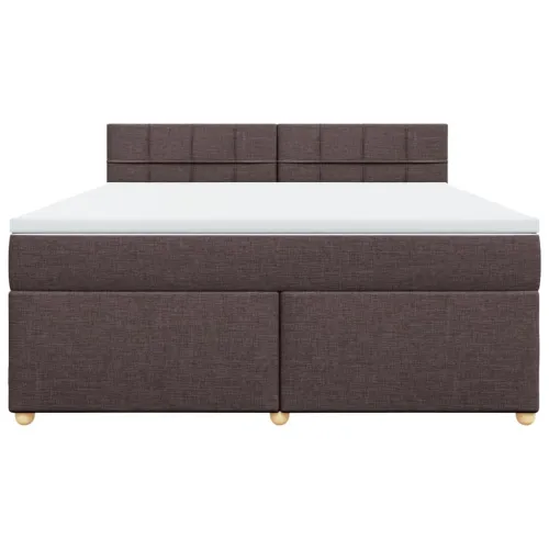 Boxspring - Krevet s oprugama i madracem tamnosmeđi 180x200 cm tkanina - Tamno smeđa 180 x 200 cm Blok s kvadratima Tamno smeđa Cijena