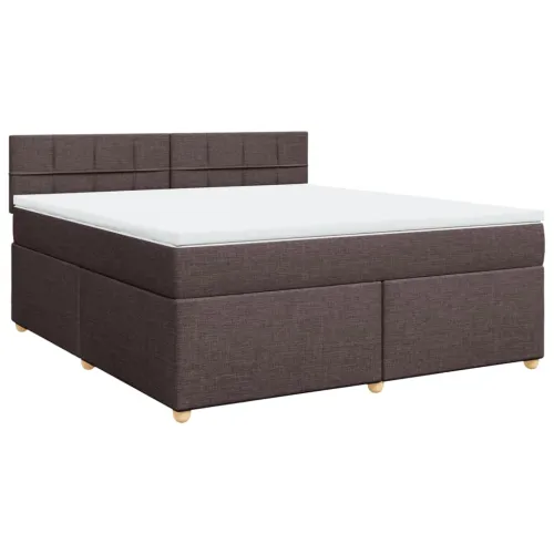 Boxspring - Krevet s oprugama i madracem tamnosmeđi 180x200 cm tkanina - Tamno smeđa 180 x 200 cm Blok s kvadratima Tamno smeđa Cijena