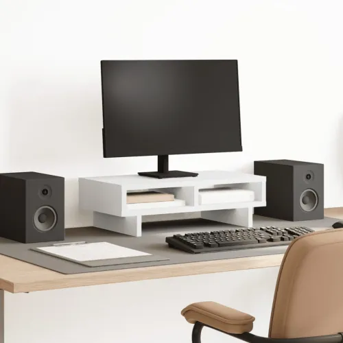 Stalak za monitor bijeli 50 x 27 x 15 cm od konstruiranog drva - Bijela 50 x 27 x 15 cm Bijela 50 x 27 x 15 cm Cijena