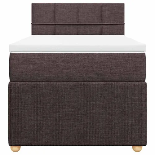 Boxspring - Krevet s oprugama i madracem tamnosmeđi 90 x 200 cm od tkanine - Tamno smeđa 90 x 200 cm Blok s kvadratima Tamno sme Cijena