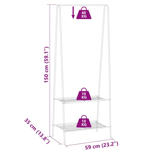 Stalak za odjeću 59 x 35 x 150 cm crni - Crna 1 1 Cijena