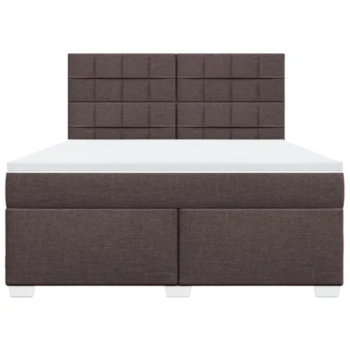 Boxspring - Krevet s oprugama i madracem tamnosmeđi 180x200 cm tkanina - Tamno smeđa 180 x 200 cm Blok s kvadratima Tamno smeđa Cijena