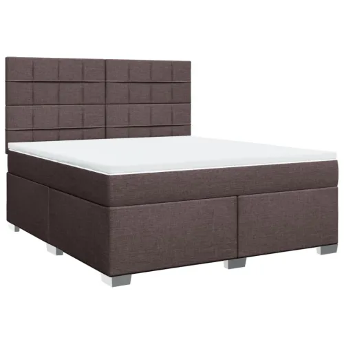 Boxspring - Krevet s oprugama i madracem tamnosmeđi 180x200 cm tkanina - Tamno smeđa 180 x 200 cm Blok s kvadratima Tamno smeđa Cijena