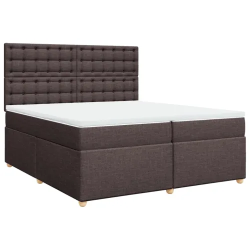 Boxspring - Krevet s oprugama i madracem tamnosmeđi 200x200 cm od tkanine - Tamno smeđa 200 x 200 cm gumbi Tamno smeđa Cijena