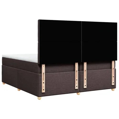 Boxspring - Krevet s oprugama i madracem tamnosmeđi 200x200 cm od tkanine - Tamno smeđa 200 x 200 cm gumbi Tamno smeđa Cijena
