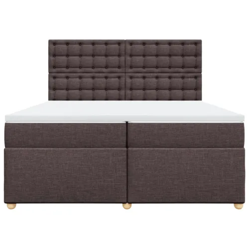 Boxspring - Krevet s oprugama i madracem tamnosmeđi 200x200 cm od tkanine - Tamno smeđa 200 x 200 cm gumbi Tamno smeđa Cijena