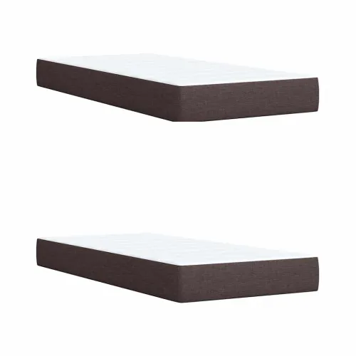 Boxspring - Krevet s oprugama i madracem tamnosmeđi 200x200 cm od tkanine - Tamno smeđa 200 x 200 cm gumbi Tamno smeđa Cijena