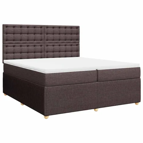 Boxspring - Krevet s oprugama i madracem tamnosmeđi 200x200 cm od tkanine - Tamno smeđa 200 x 200 cm gumbi Tamno smeđa Cijena